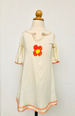 Organic Cotton Dress - Orange Flower
